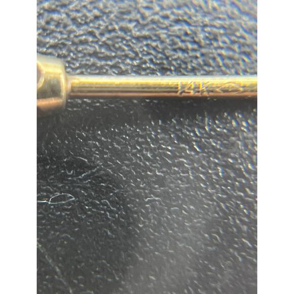 Yellow Gold 14k Designer Signed Round Solitaire Stud Pierced Earring *Single - Picture 6 of 9